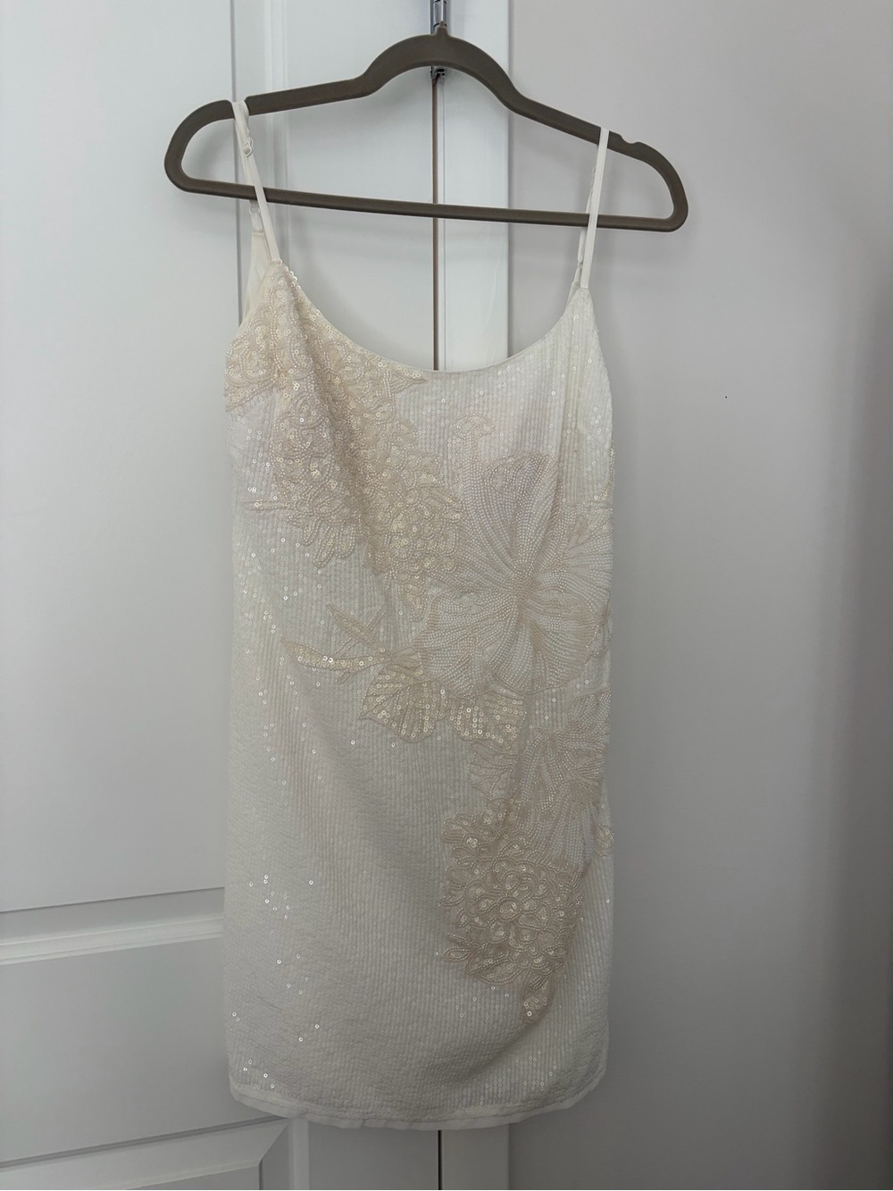 Abercrombie & Fitch Ivory Sequin Floral Slip Dress